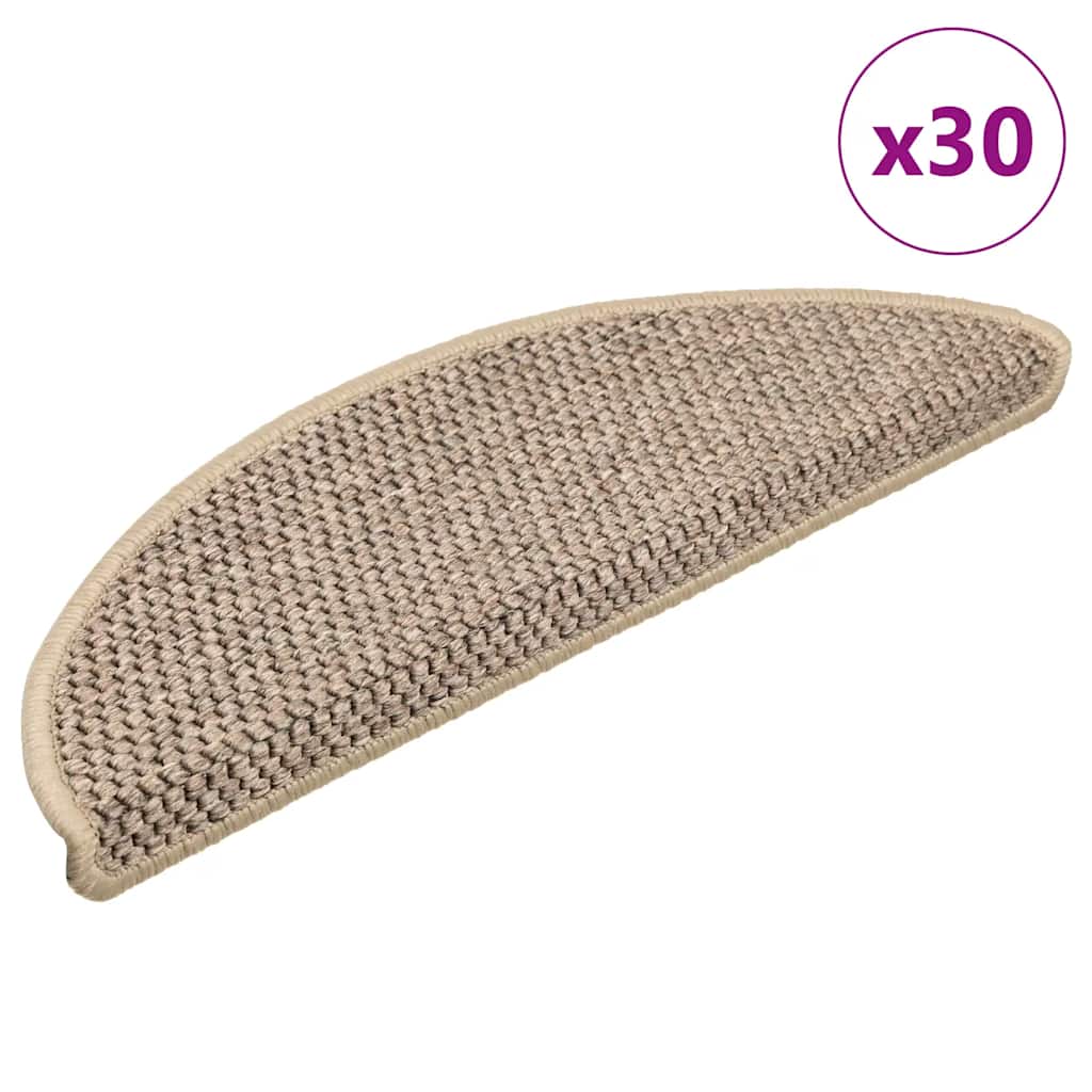 Selvklebende Trappematter Sisal 30 Stk 56X17X3 Cm Mørk Beige