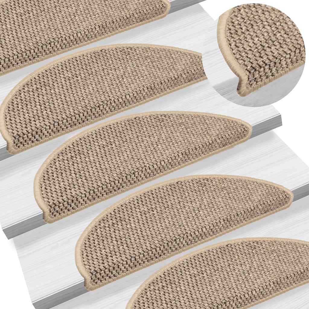 Selvklebende Trappematter Sisal 30 Stk 56X17X3 Cm Mørk Beige