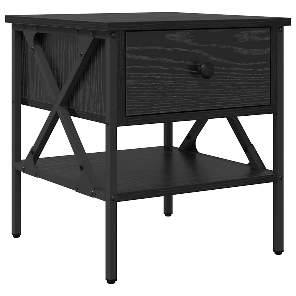 Nattbord Svart Eik 40 X 42 X 45 Cm Ingeniørtre Og Metall