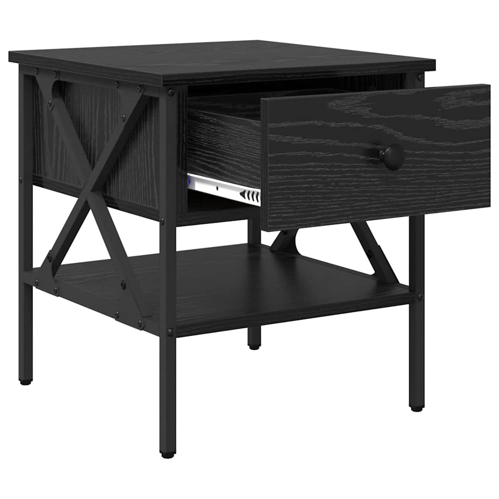 Nattbord 2 Pcs Svart Eik 40 X 42 X 45 Cm Ingeniørtre Og Metall