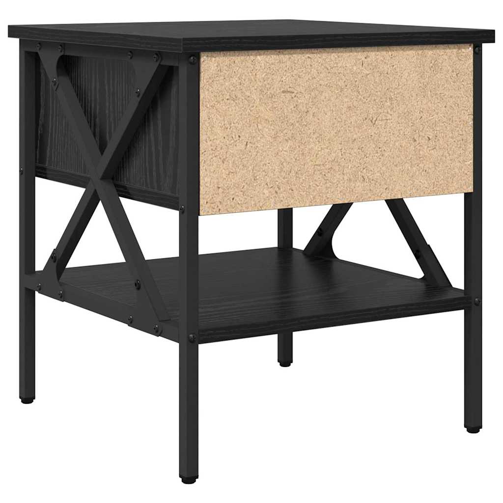 Nattbord 2 Pcs Svart Eik 40 X 42 X 45 Cm Ingeniørtre Og Metall