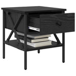 Nattbord 2 Pcs Svart Eik 40 X 42 X 45 Cm Ingeniørtre Og Metall