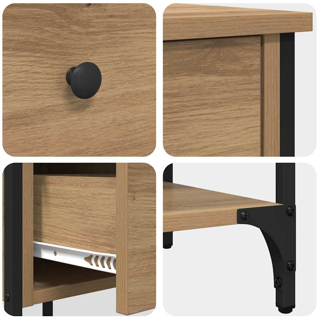 Nattbordskap Med Skuff Brun 33,5 X 36 X 70 Cm Konstruert Tre