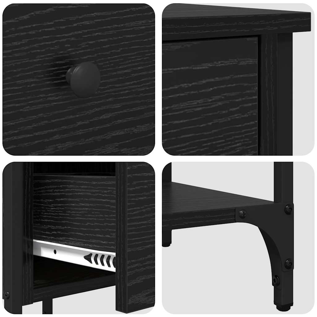 Nattbordskap Svart Eik 33,5 X 36 X 70 Cm Konstruert Tre