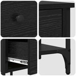 Nattbordskap Svart Eik 33,5 X 36 X 70 Cm Konstruert Tre