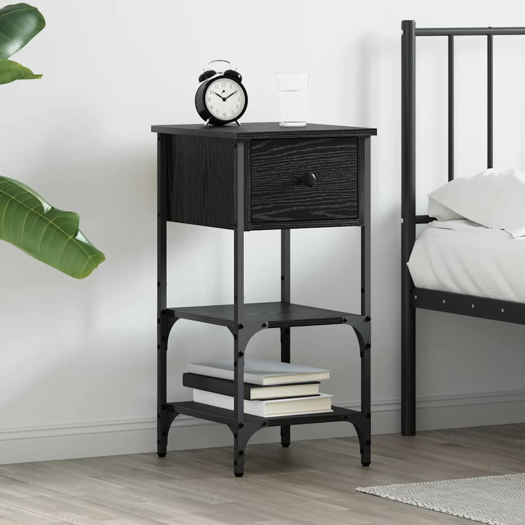 Nattbordskap Svart Eik 33,5 X 36 X 70 Cm Konstruert Tre