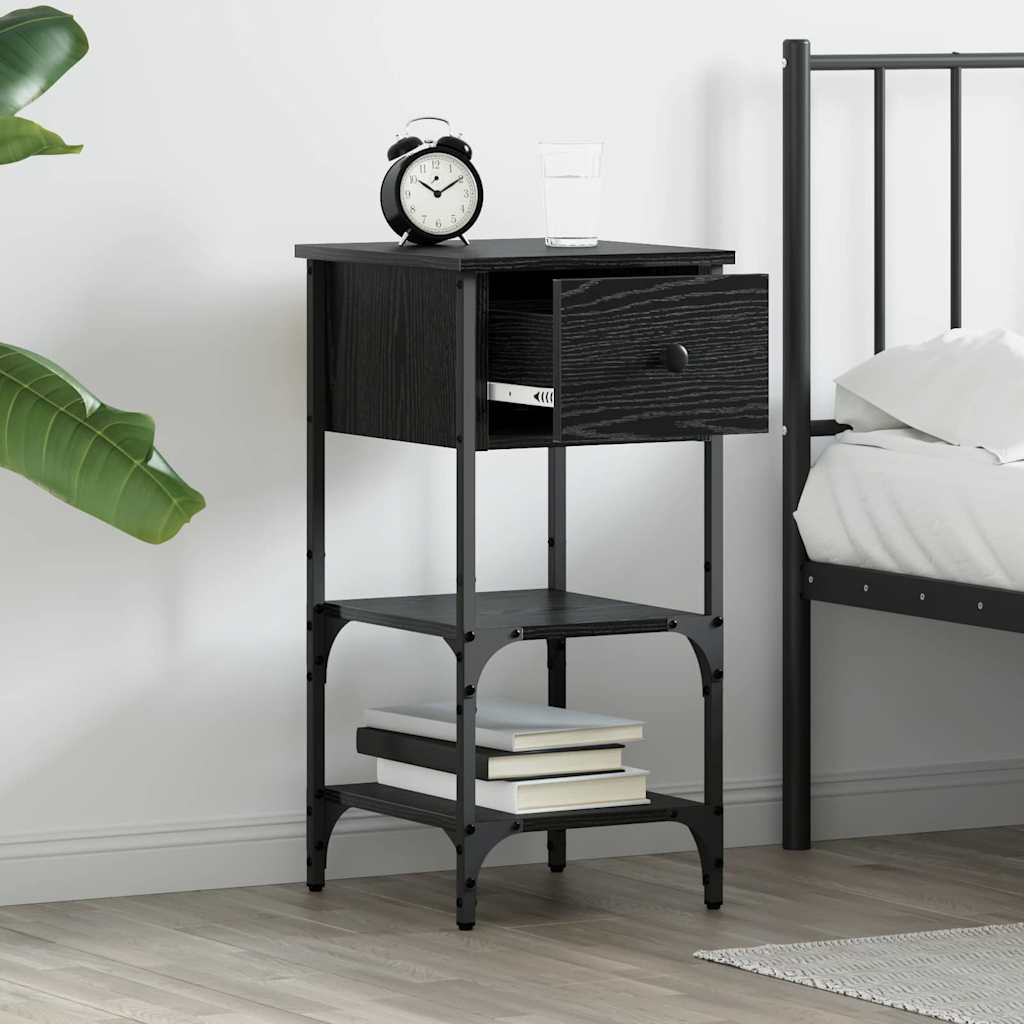 Nattbordskap Svart Eik 33,5 X 36 X 70 Cm Konstruert Tre