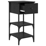 Nattbordskap Svart Eik 33,5 X 36 X 70 Cm Konstruert Tre