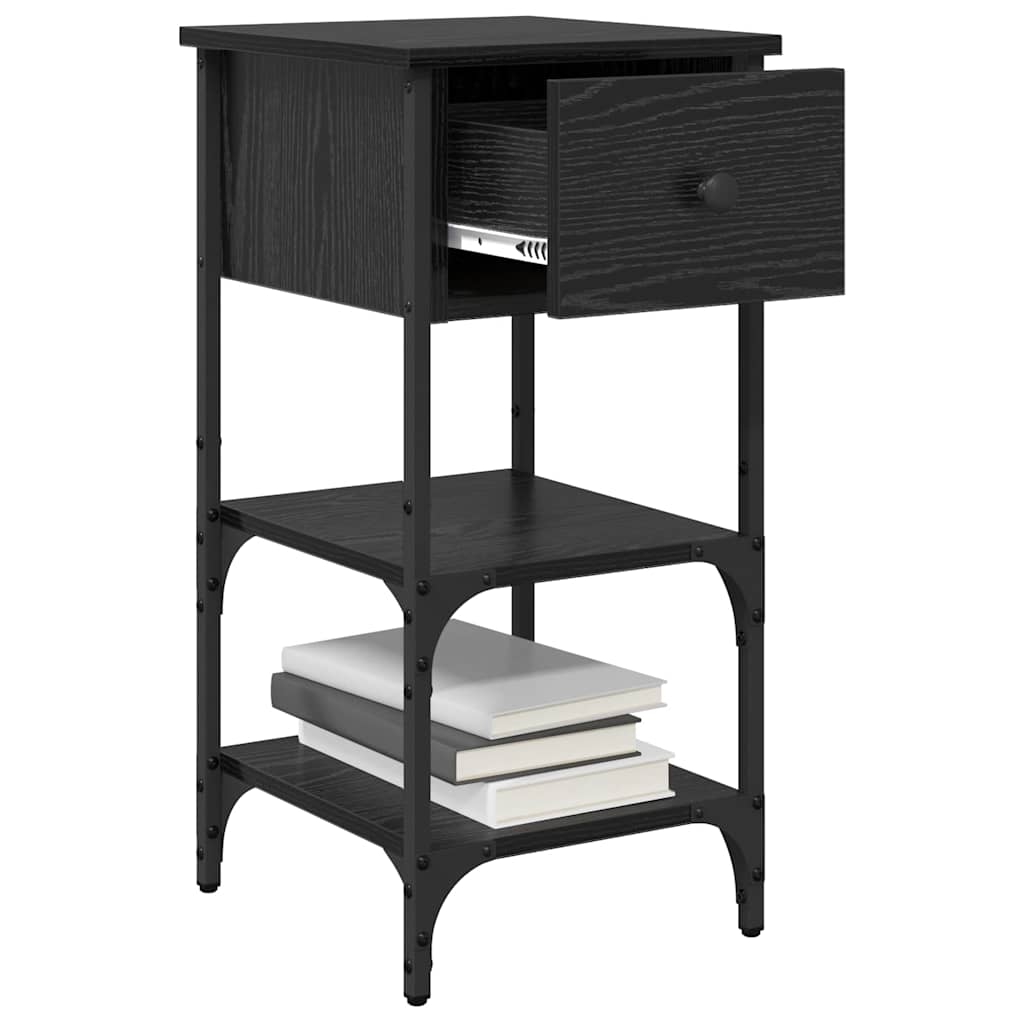 Nattbordskap Svart Eik 33,5 X 36 X 70 Cm Konstruert Tre