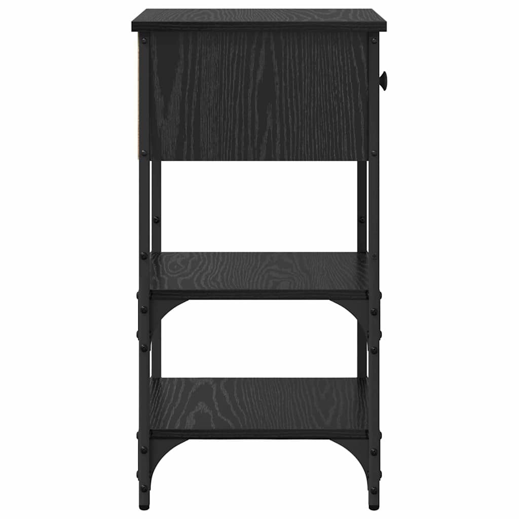 Nattbordskap Svart Eik 33,5 X 36 X 70 Cm Konstruert Tre