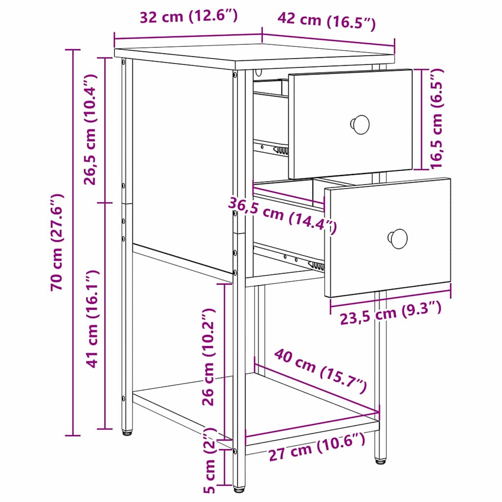 Nattbordskap Gammelt Tre 32 X 42 X 70 Cm Konstruert Tre