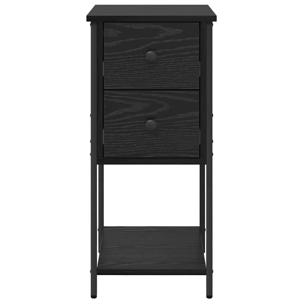 Nattbordskap Med Skuff Svart Eik 32 X 42 X 70 Cm Konstruert Tre