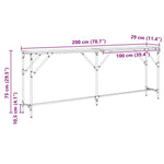 Konsollbord Svart Eik 200 X 29 X 75 Cm Ingeniørtre Og Metall