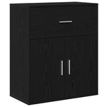 Serviesskap Med Skuff Svart Eik 60 X 31 X 70 Cm Konstruert Tre