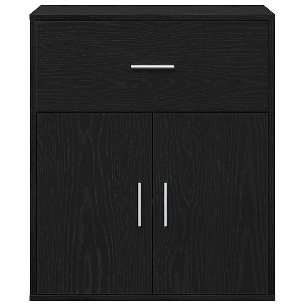 Serviesskap Med Skuff Svart Eik 60 X 31 X 70 Cm Konstruert Tre