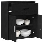 Serviesskap Med Skuff Svart Eik 60 X 31 X 70 Cm Konstruert Tre