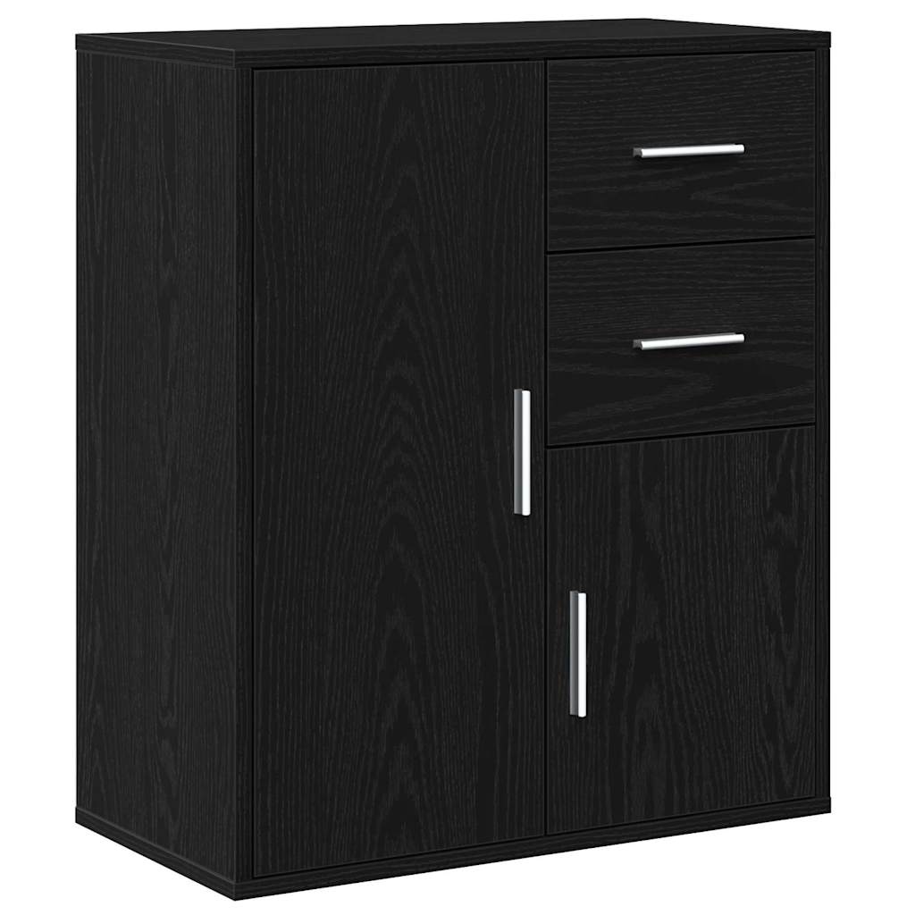 Serviesskap Med Skuff Svart Eik 60 X 31 X 70 Cm Konstruert Tre