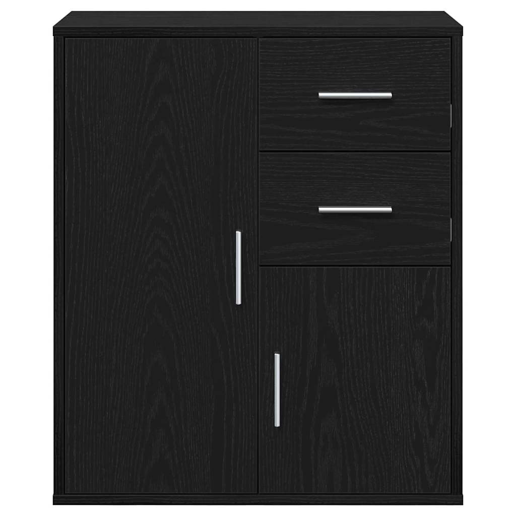 Serviesskap Med Skuff Svart Eik 60 X 31 X 70 Cm Konstruert Tre