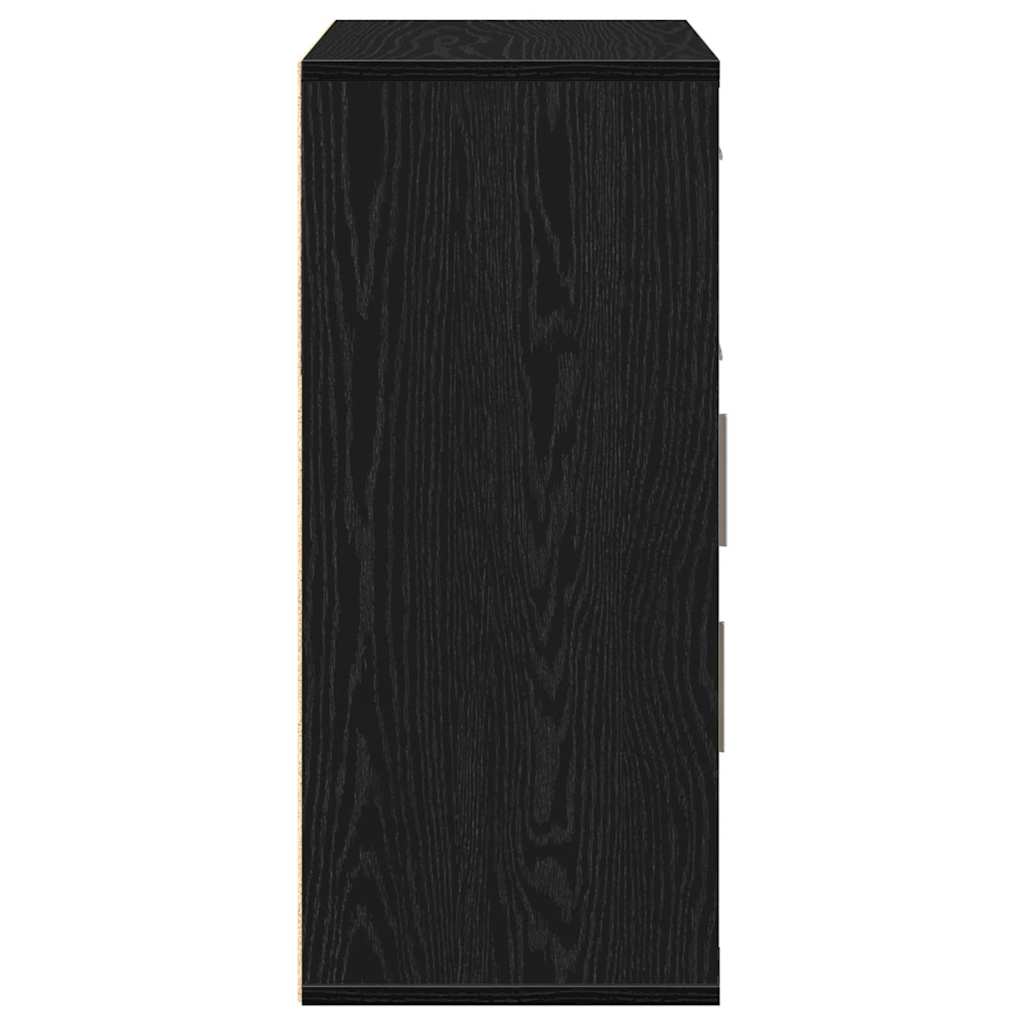 Serviesskap Med Skuff Svart Eik 60 X 31 X 70 Cm Konstruert Tre