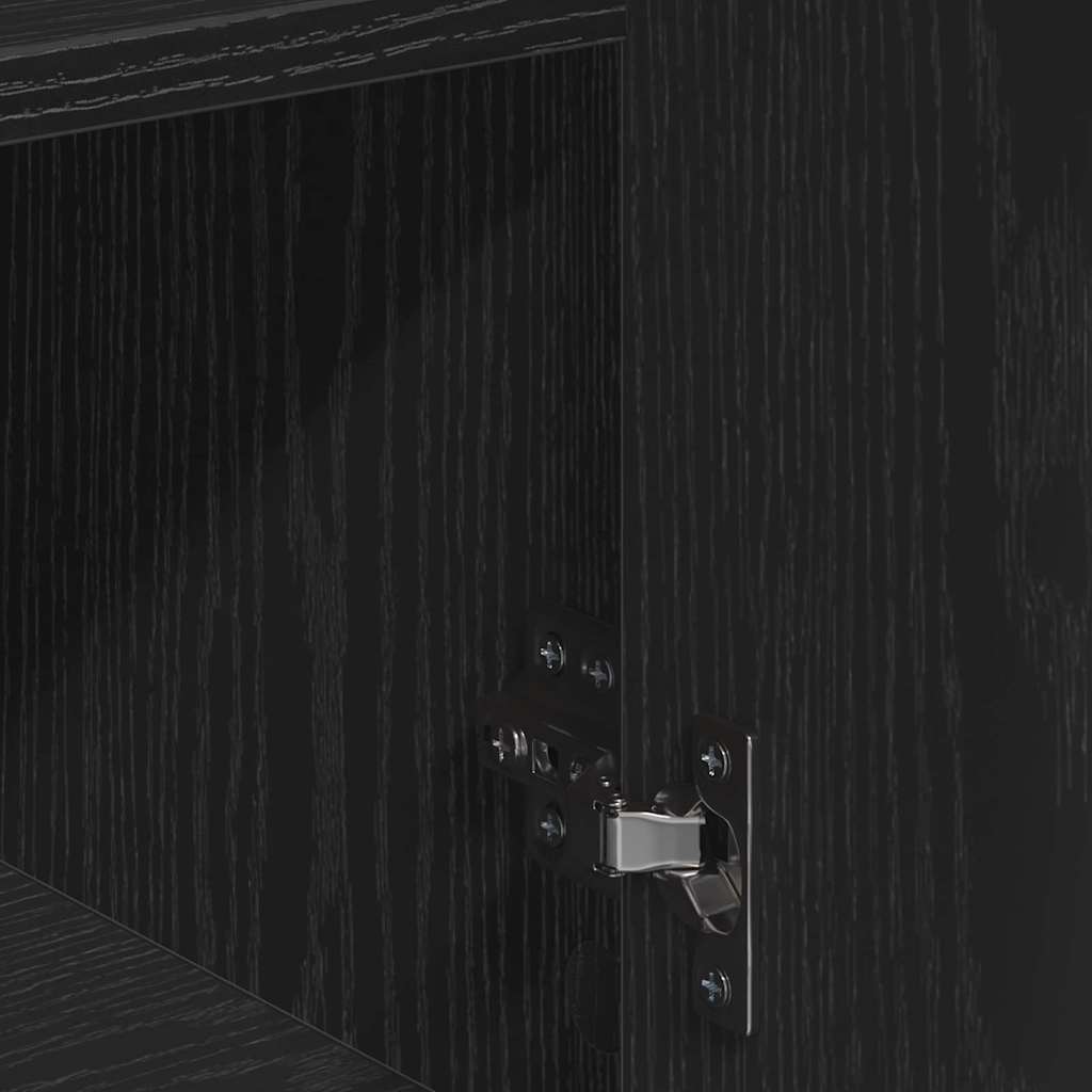 Serviesskap Med Skuff Svart Eik 60 X 30 X 84 Cm Konstruert Tre