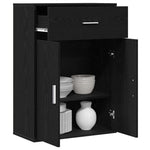 Serviesskap Med Skuff Svart Eik 60 X 30 X 84 Cm Konstruert Tre