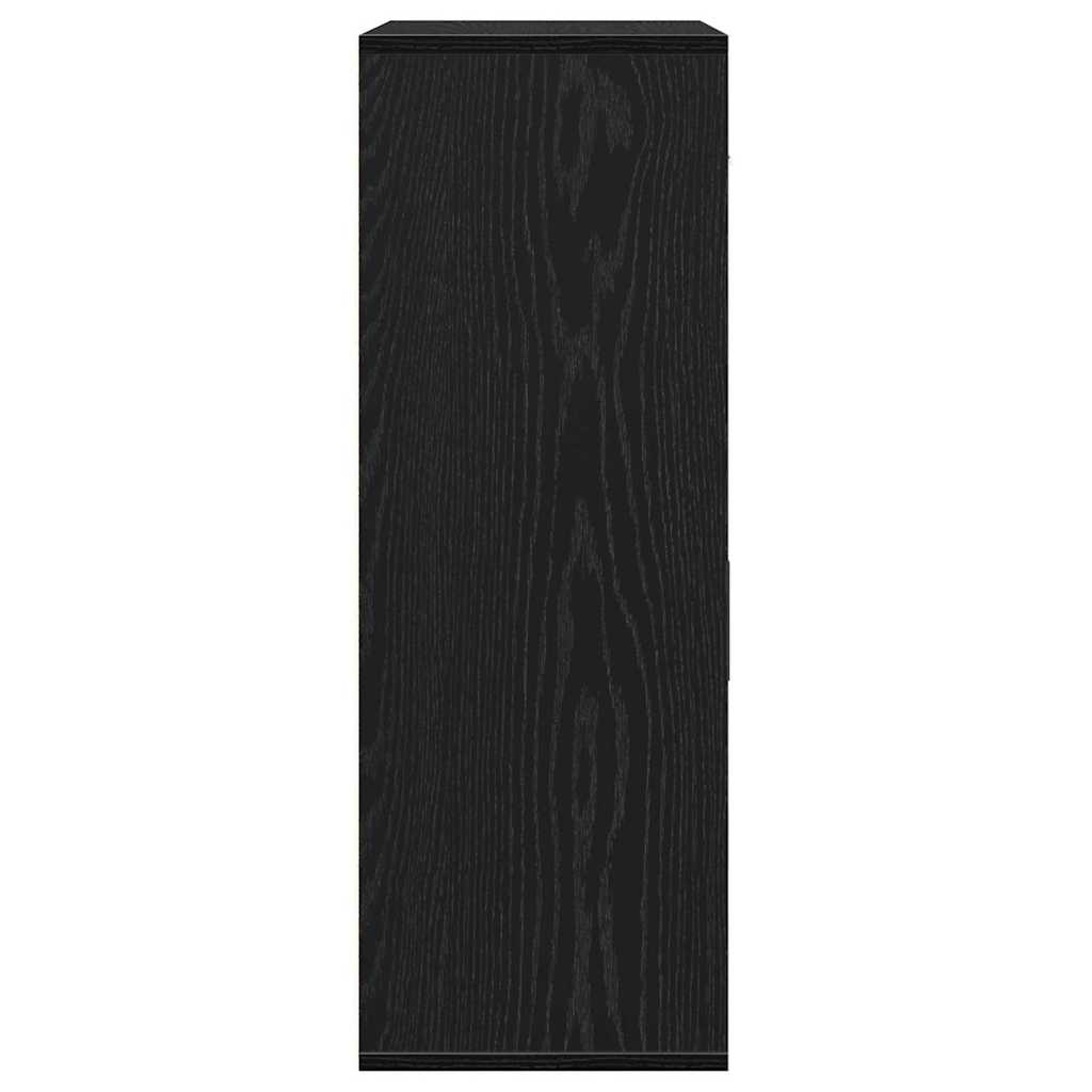 Serviesskap Med Skuff Svart Eik 60 X 30 X 84 Cm Konstruert Tre
