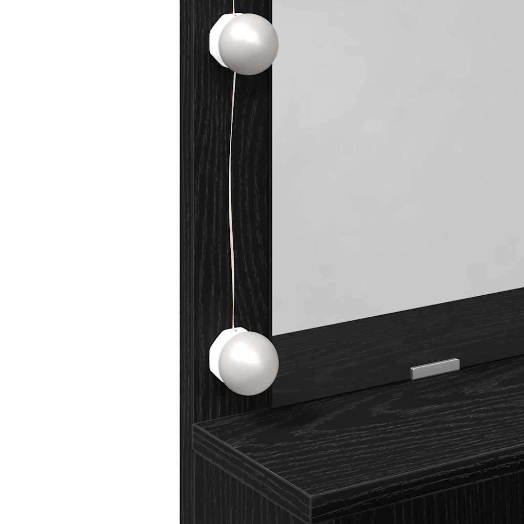 Sminkebord Svart Eik 80 X 41 X 134,5 Cm Konstruert Tre