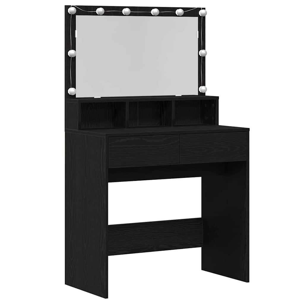 Sminkebord Svart Eik 80 X 41 X 134,5 Cm Konstruert Tre