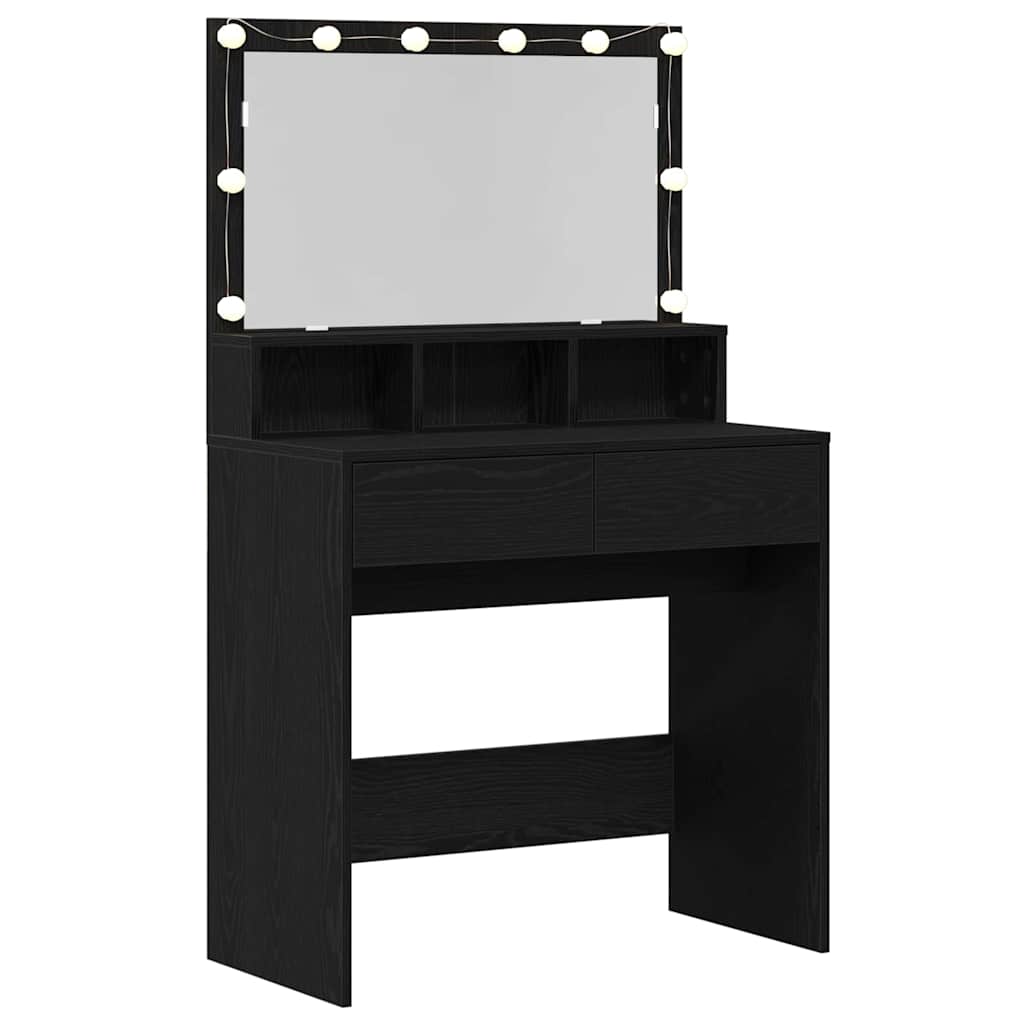 Sminkebord Svart Eik 80 X 41 X 134,5 Cm Konstruert Tre
