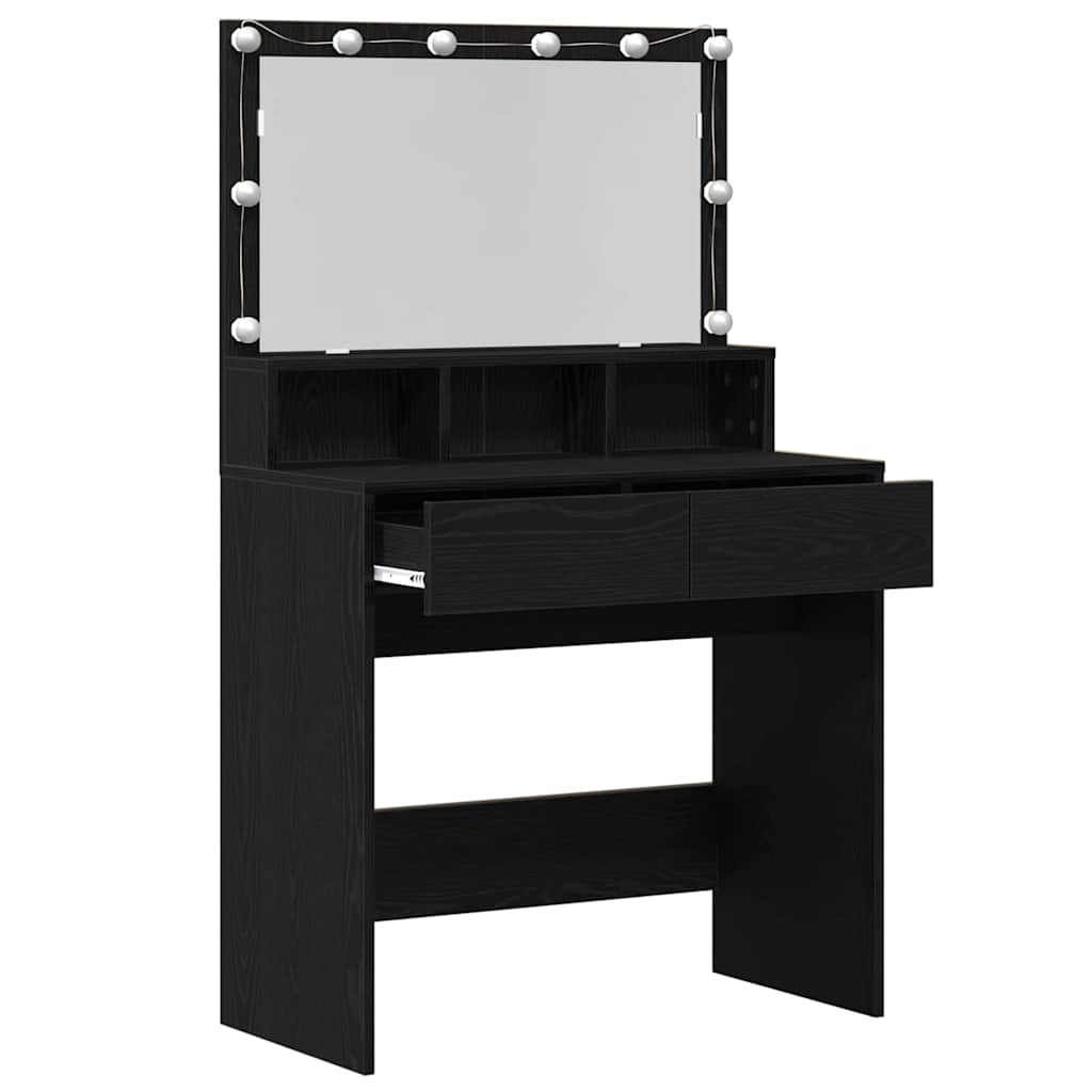 Sminkebord Svart Eik 80 X 41 X 134,5 Cm Konstruert Tre