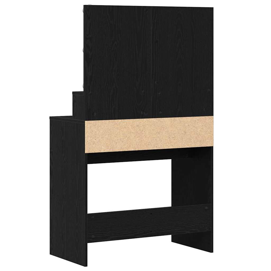 Sminkebord Svart Eik 80 X 41 X 134,5 Cm Konstruert Tre