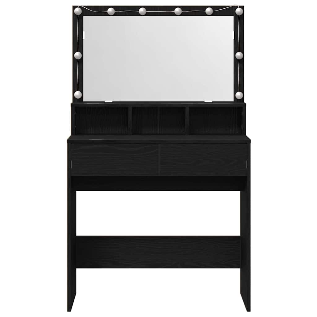Sminkebord Svart Eik 80 X 41 X 134,5 Cm Konstruert Tre