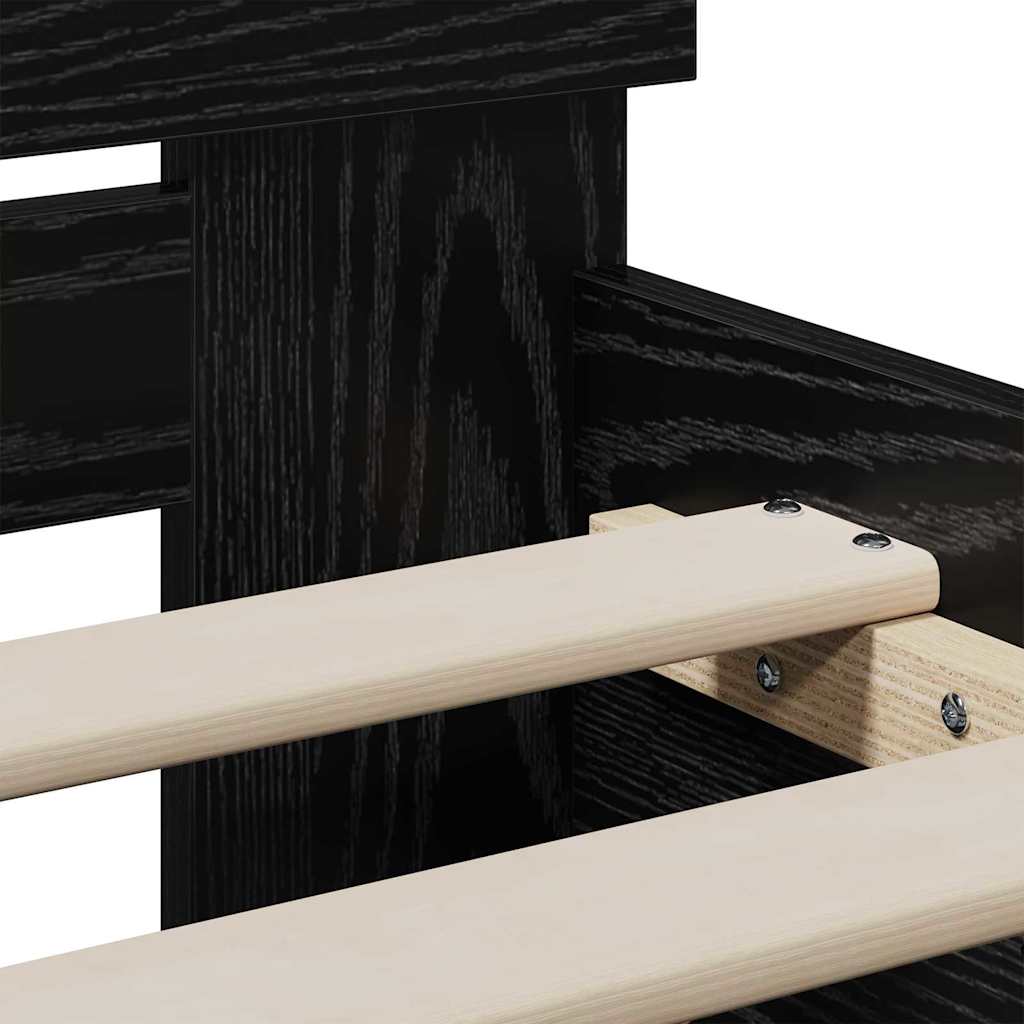 Sengestamme Med Hodegjerde Svart Eik 75 X 190 Cm Konstruert Tre