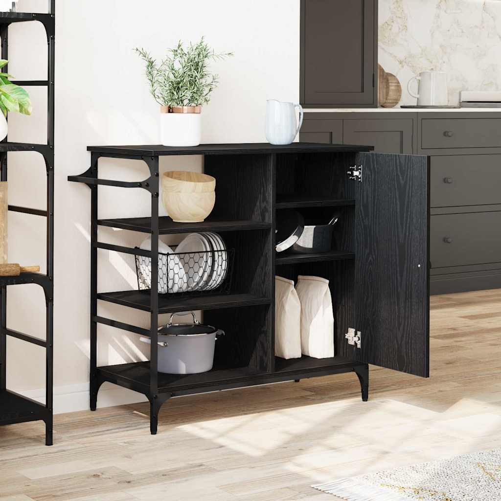Kjøkkenvogn Svart Eik 87,5 X 38,5 X 84,5 Cm Konstruert Tre