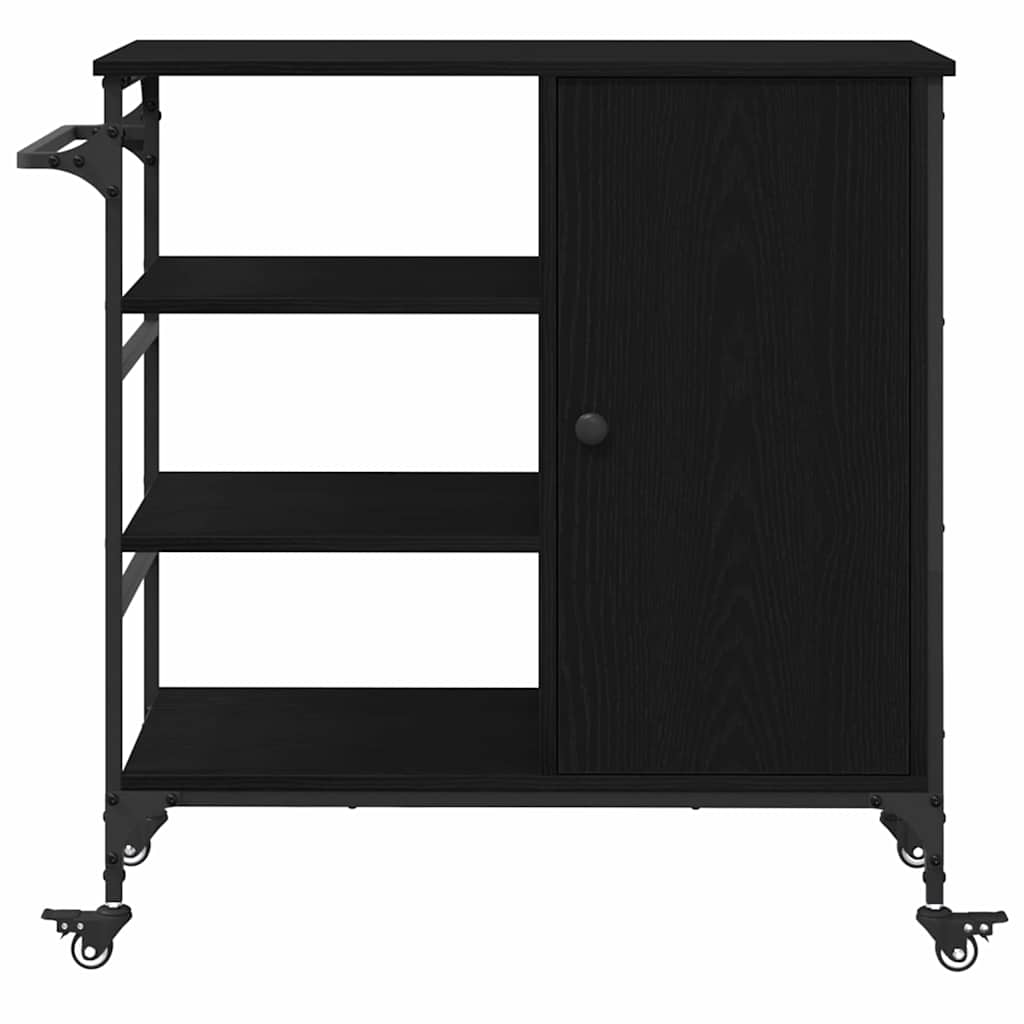 Kjøkkenvogn Svart Eik 87,5 X 38,5 X 84,5 Cm Konstruert Tre