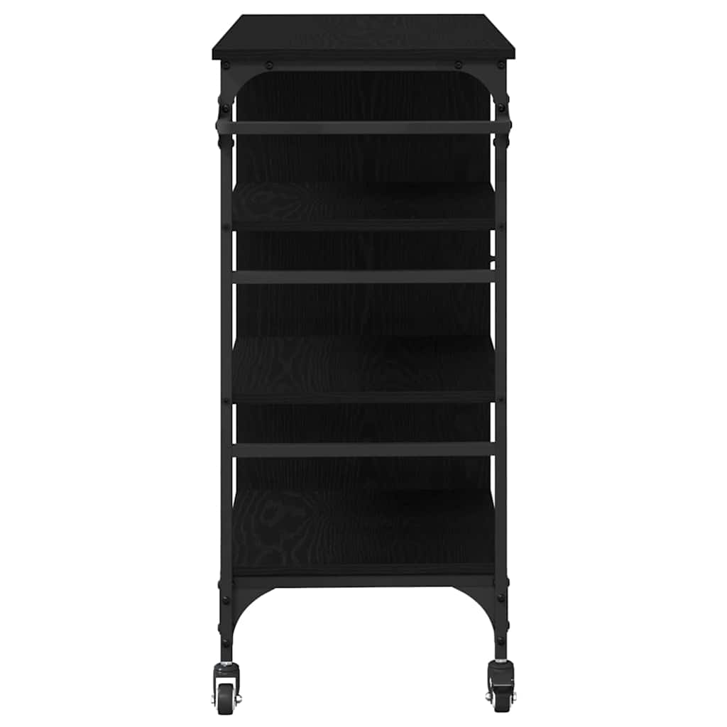 Kjøkkenvogn Svart Eik 87,5 X 38,5 X 84,5 Cm Konstruert Tre