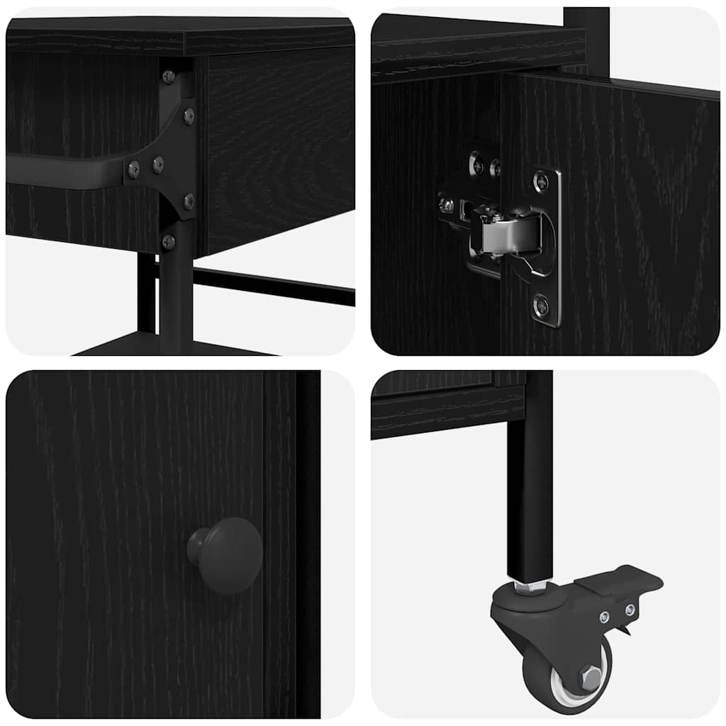 Kjøkkenvogn Svart Eik 56 X 43 X 89.5 Cm Konstruert Tre