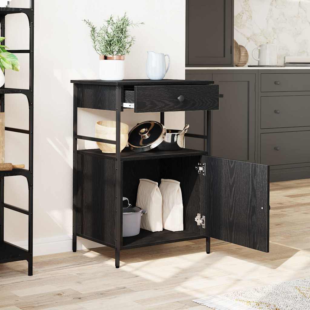 Kjøkkenvogn Svart Eik 56 X 43 X 89.5 Cm Konstruert Tre