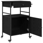 Kjøkkenvogn Svart Eik 56 X 43 X 89.5 Cm Konstruert Tre