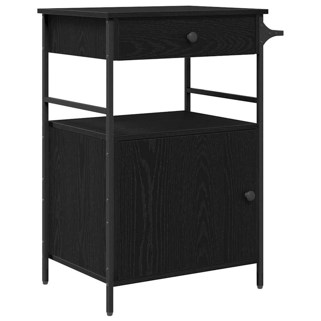 Kjøkkenvogn Svart Eik 56 X 43 X 89.5 Cm Konstruert Tre