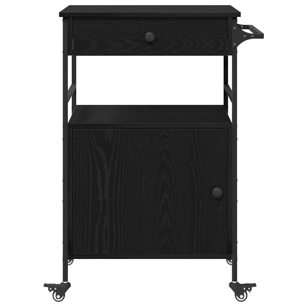 Kjøkkenvogn Svart Eik 56 X 43 X 89.5 Cm Konstruert Tre