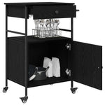 Kjøkkenvogn Svart Eik 56 X 43 X 89.5 Cm Konstruert Tre