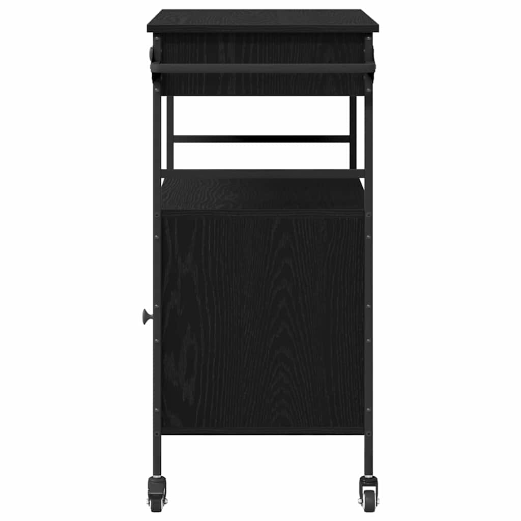 Kjøkkenvogn Svart Eik 56 X 43 X 89.5 Cm Konstruert Tre
