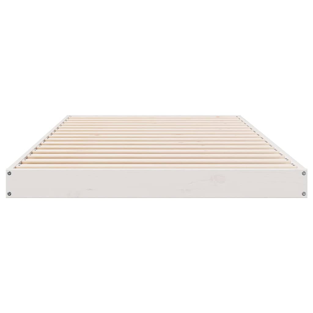 Gulvbedramme Hvit 100 X 220 Cm Massiv Furu
