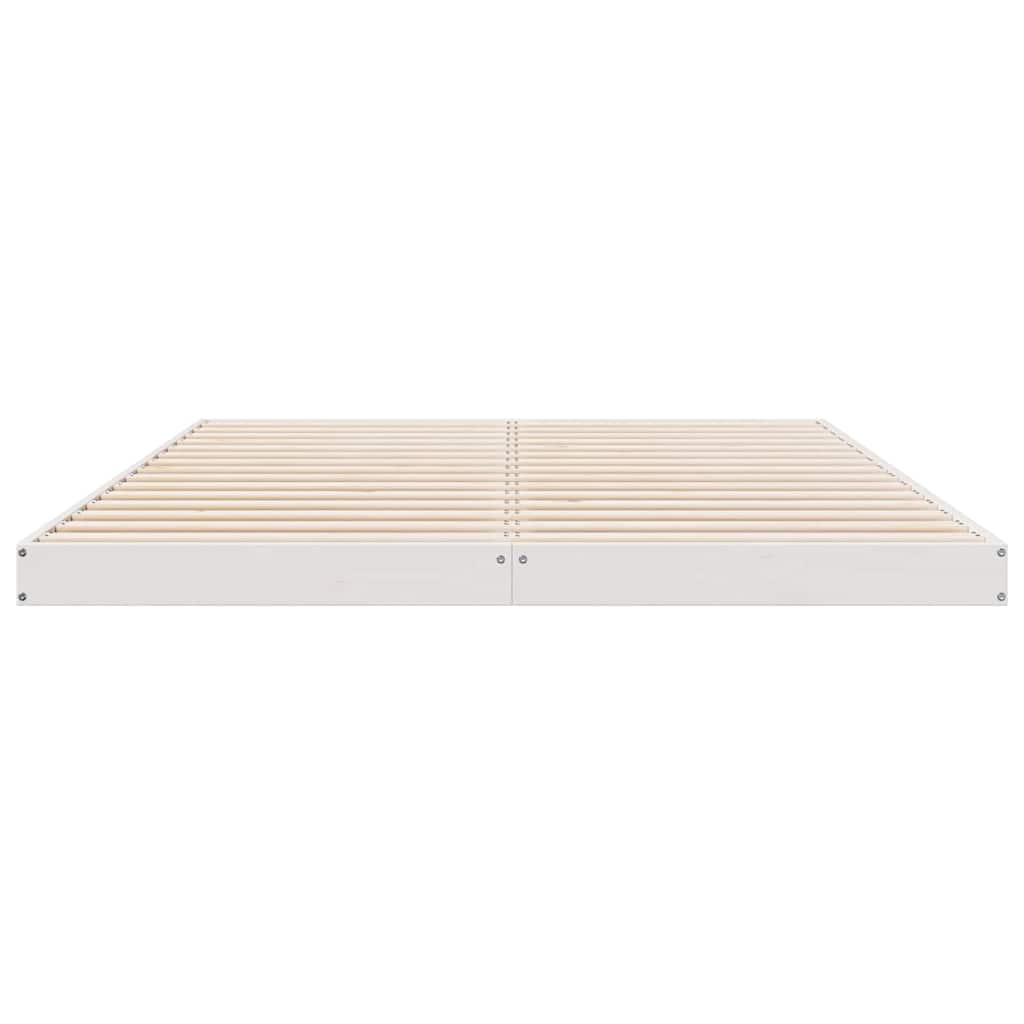 Gulvbedramme Hvit 140 X 220 Cm Massiv Furu