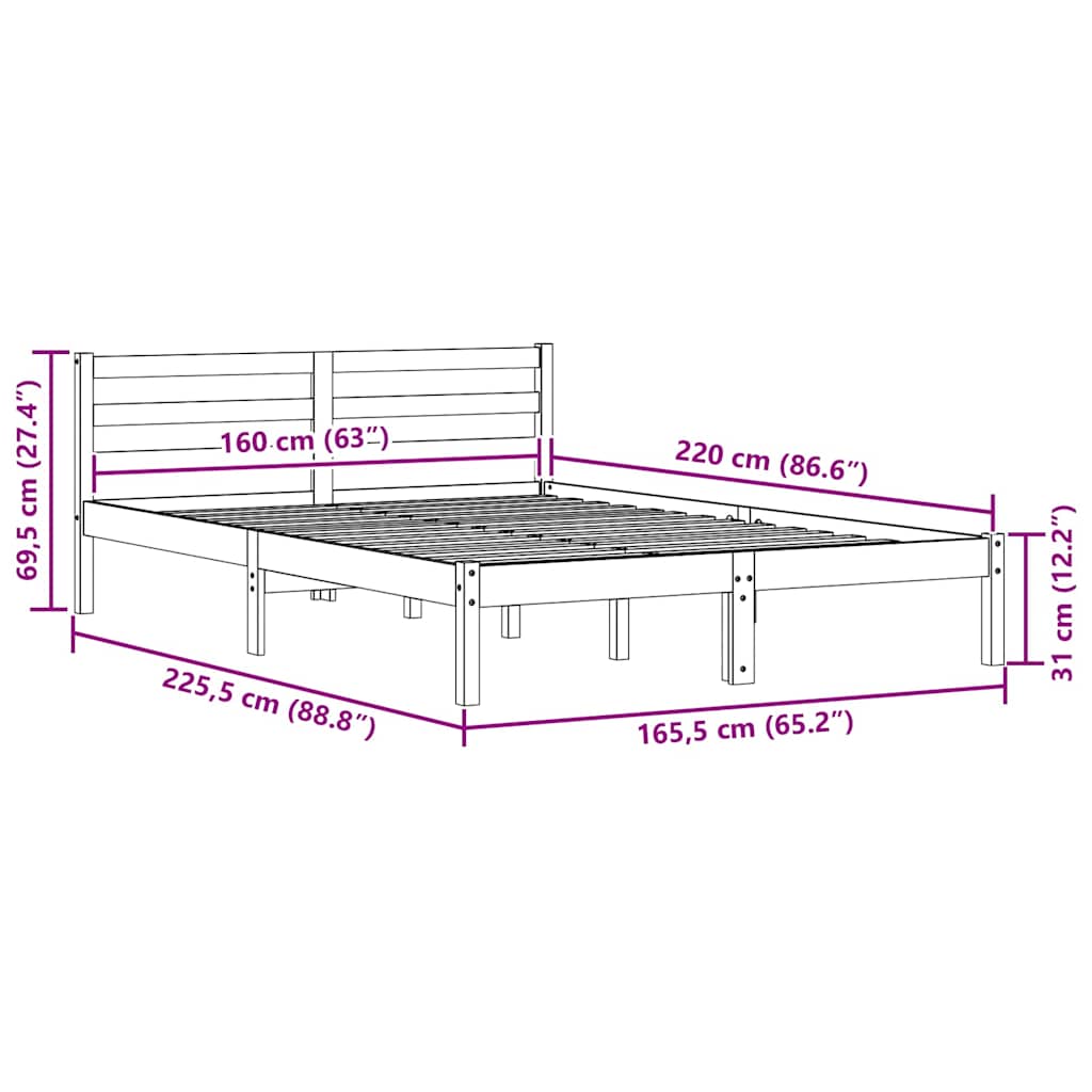 Sengestamme Brun 225,5 X 165,5 X 69,5 Cm Massiv Furu
