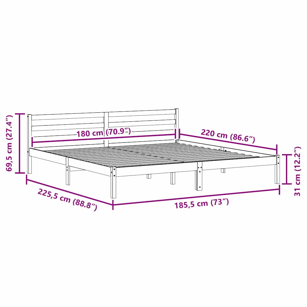 Sengestamme Brun 225,5 X 185,5 X 69,5 Cm Massiv Furu