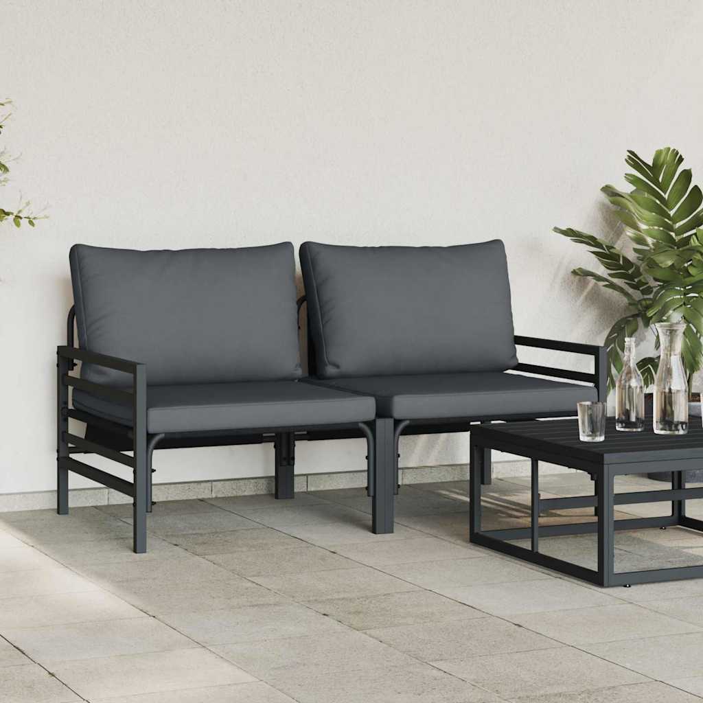 Utendørs Møbler Med Pute 2 Stk Antrasitt 80 X 80 X 71 Cm Stål