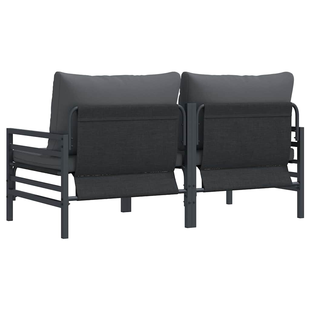 Utendørs Møbler Med Pute 2 Stk Antrasitt 80 X 80 X 71 Cm Stål