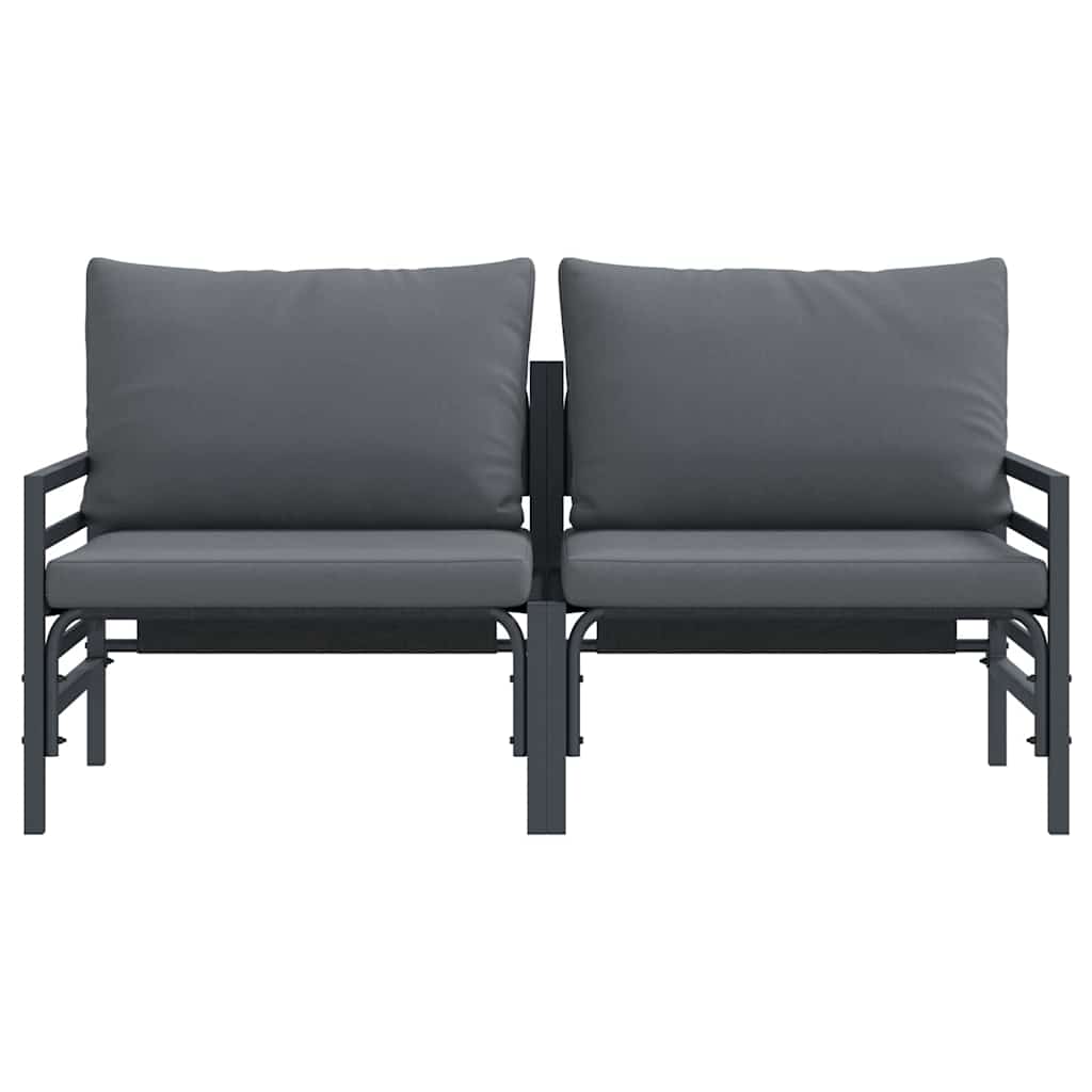 Utendørs Møbler Med Pute 2 Stk Antrasitt 80 X 80 X 71 Cm Stål